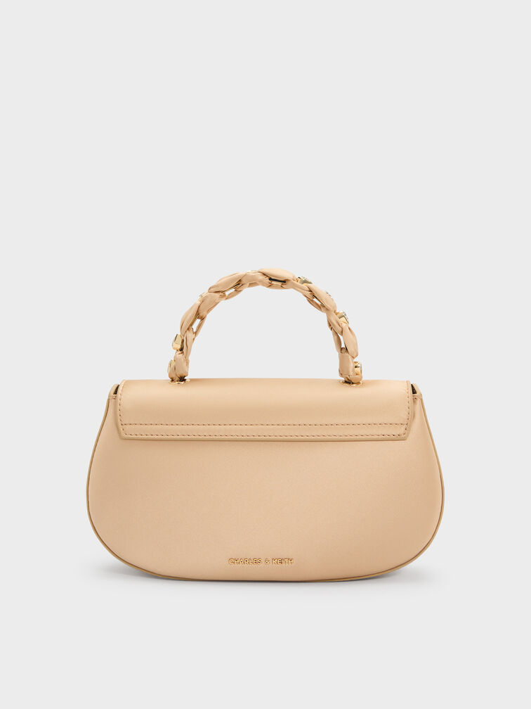 حقيبة إيليان من الساتان ومقبض يد علوي مرصع بالأحجار, شامباني, hi-res