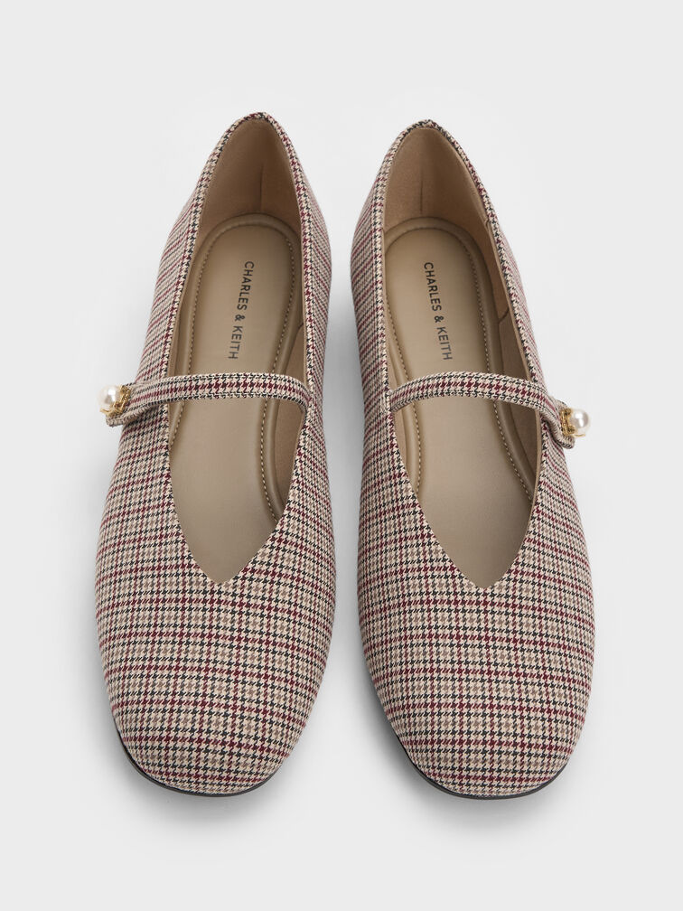 Marie Checkered Pearl Mary Jane Flats, Multi, hi-res
