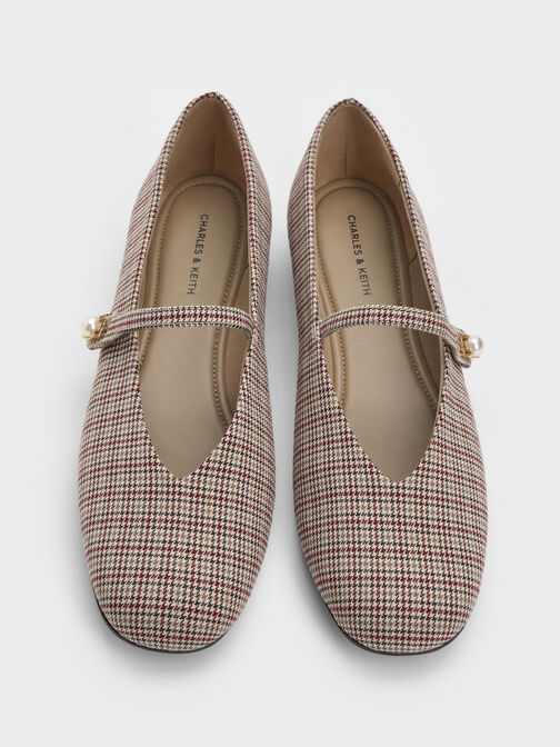 Marie Checkered Pearl Mary Jane Flats, Multi, hi-res
