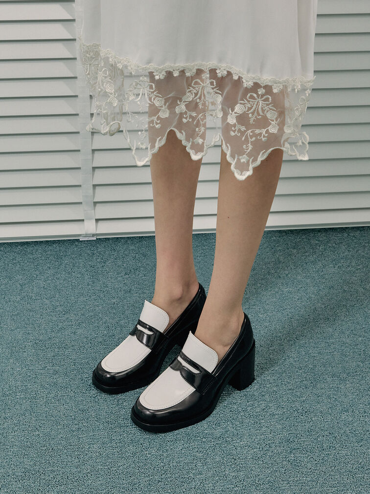 حذاء بامبس بيني لوفر بكعب عريض, متعدد الألوان, hi-res