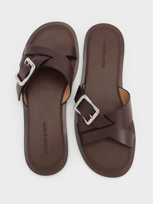 Anita Crossover Slides, Maroon, hi-res