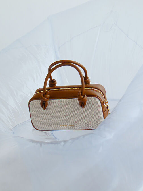 Sammie Canvas Knotted-Handle Elongated Bag, Taupe Canvas, hi-res