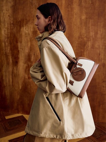 حقيبة يد قماشية, شوكولاتي, hi-res