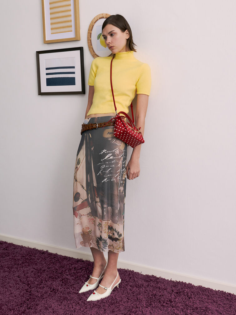 حقيبة هازل بمقبض علوي وفيونكة ونقشة منقطة, أحمر كلاسيكي, hi-res