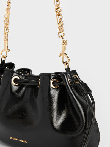 Mini Moxie Drawstring Bucket Bag, Black, hi-res