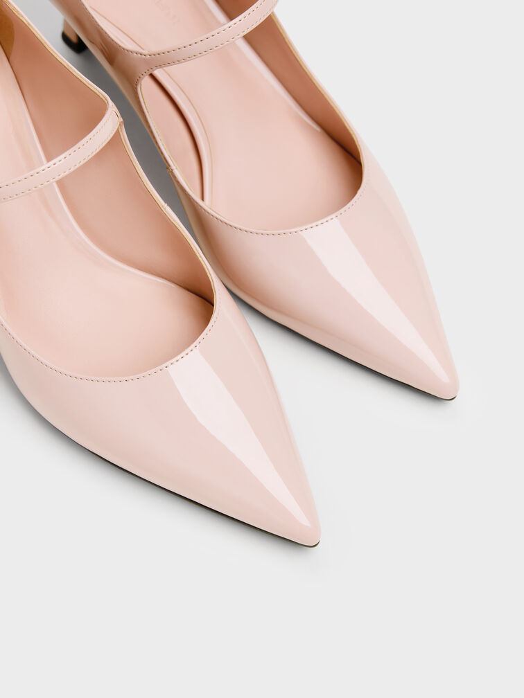 Patent Pointed Mary Jane Pumps, Blush, hi-res