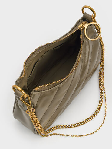 Philomena Double-Chain Crossbody Bag, Deep Olive, hi-res