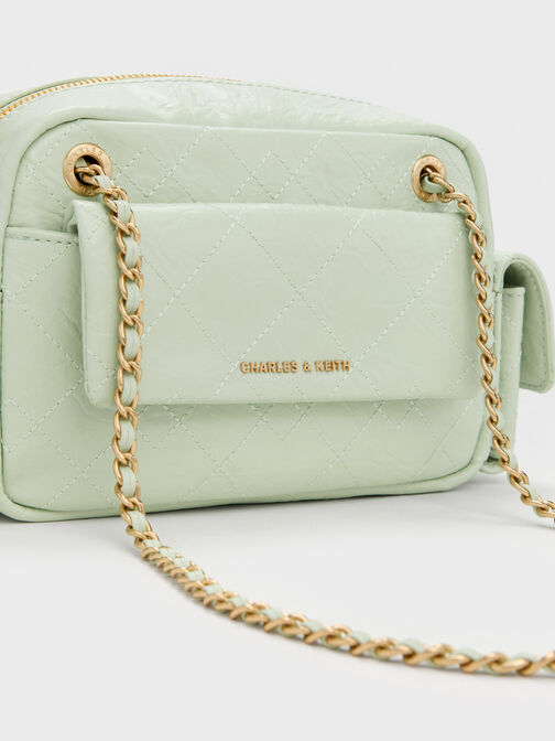 Duo Quilted Crossbody Bag, Mint Green, hi-res