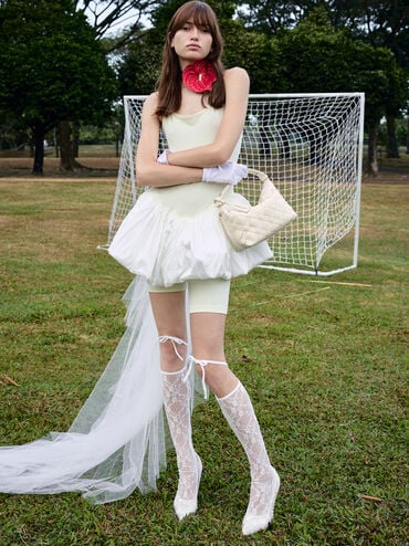 حقيبة كتف إيفيت بتصميم منسوج, كريمي, hi-res