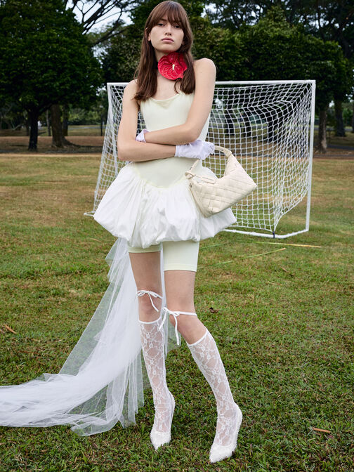 حقيبة كتف إيفيت بتصميم منسوج, كريمي, hi-res