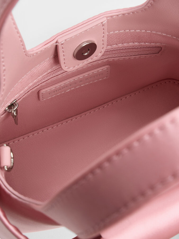 حقيبة دلو أرافيس بفيونكة, وردي, hi-res