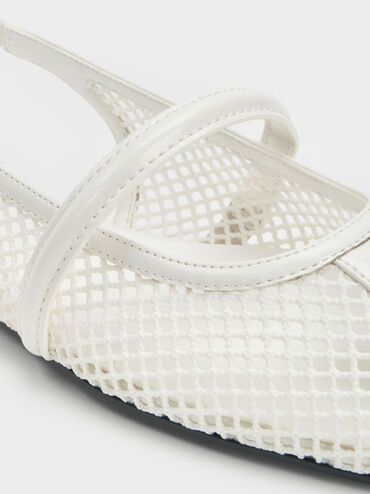 Ellory Mesh Slingback Mary Jane Flats, White, hi-res