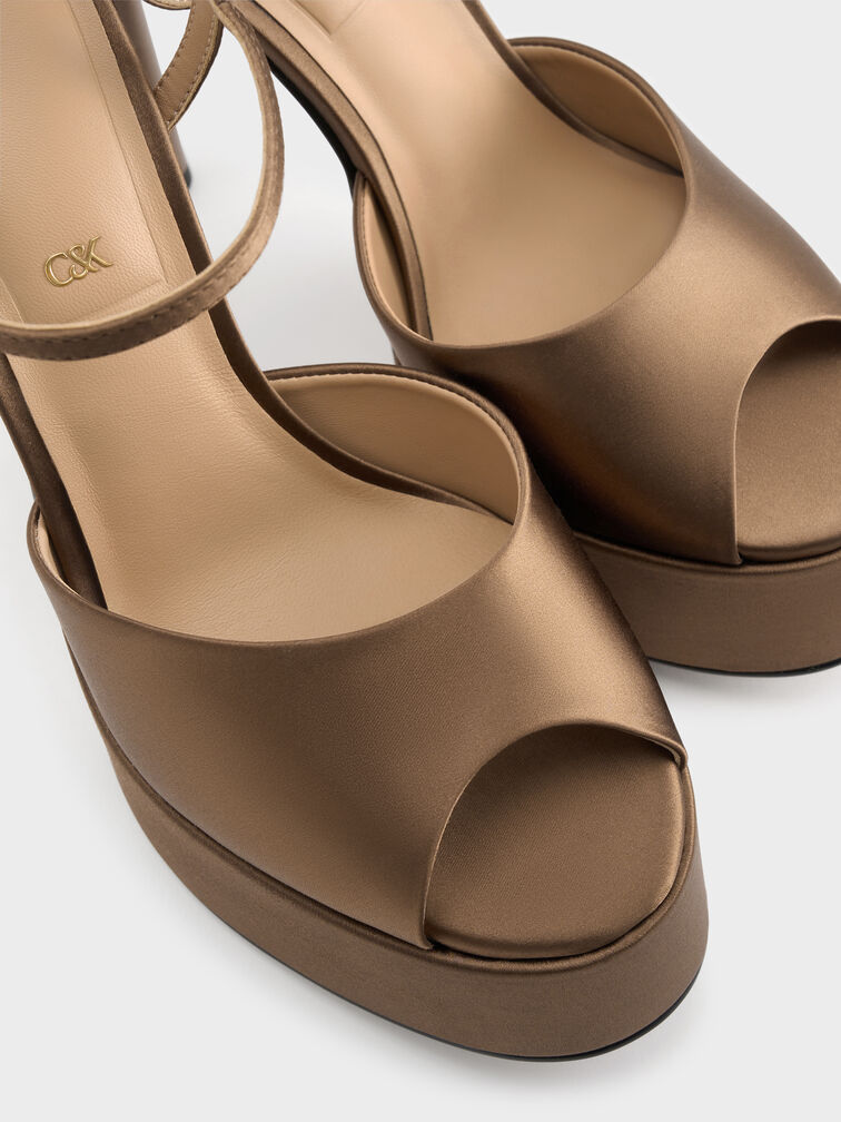 حذاء فرانشيسكا ذو الكعب العالي المفتوح من الأمام, بني, hi-res