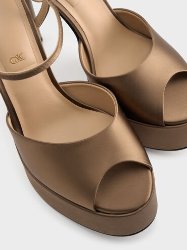 حذاء فرانشيسكا ذو الكعب العالي المفتوح من الأمام, بني, hi-res