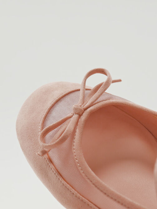 حذاء ماري جين "موليجان" من الشامواه الصناعي والشبك, وردي خجول, hi-res