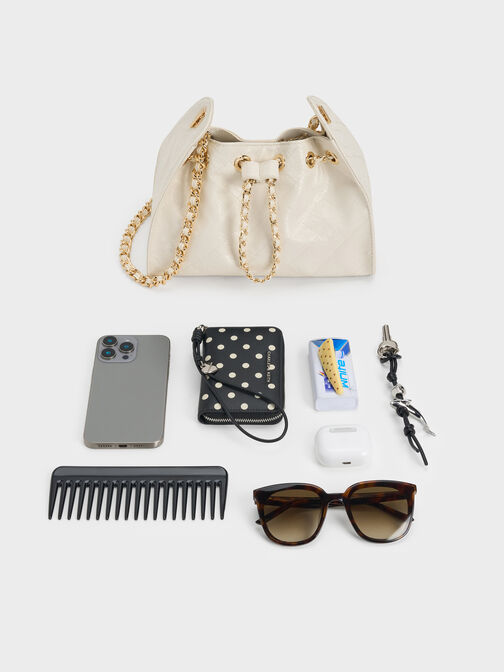 حقيبة باكيت ديو مبطنة برباط, كريمي, hi-res