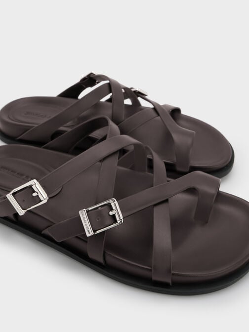 صندل بأحزمة متقاطعة وبفتحة دائرية للإصبع الكبير, برغندي, hi-res