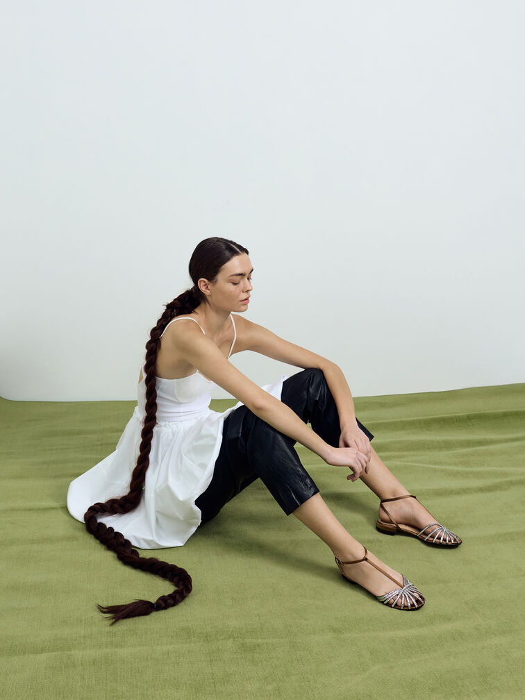 صندل جايلين جيم ذو الأقفاص, بني, hi-res