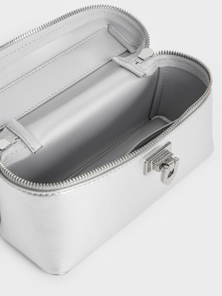 حقيبة زينة أروين مزودة بذراع علوية بلمسة معدنية, فضي, hi-res