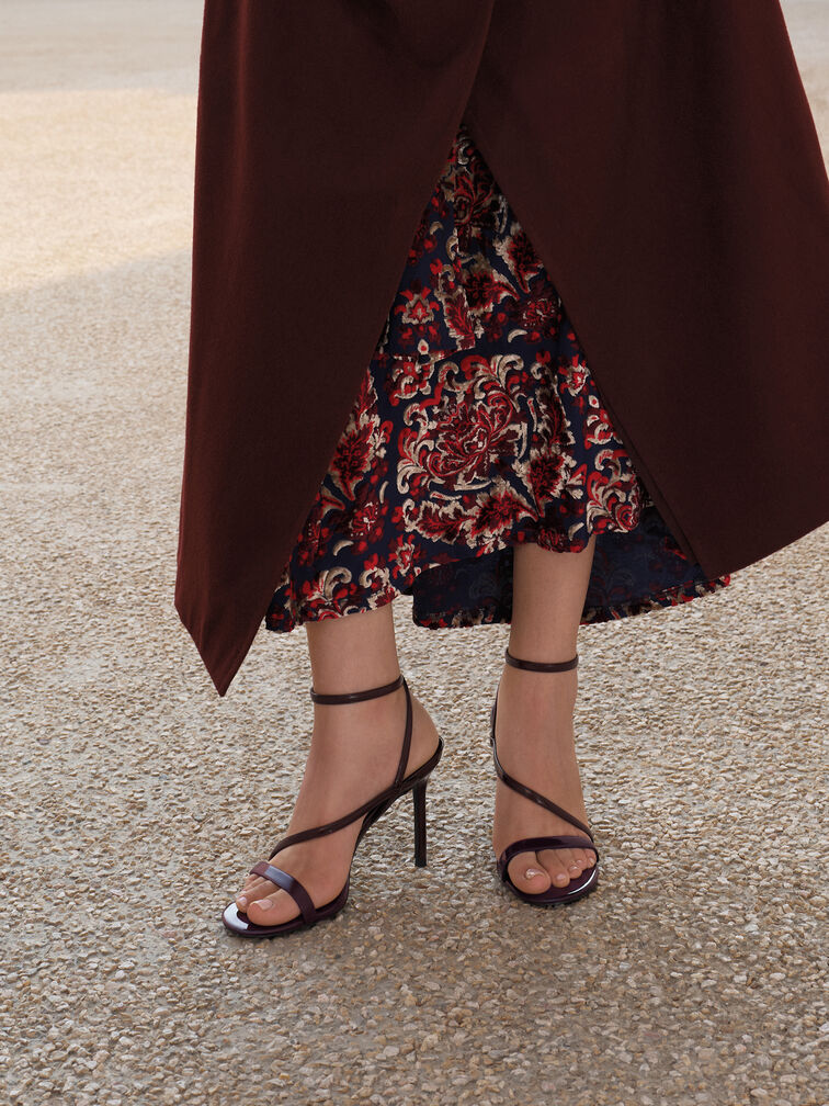 Andricia Patent Strappy Stiletto Sandals, Burgundy, hi-res