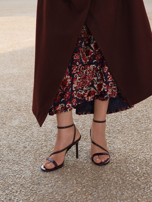 Andricia Patent Strappy Stiletto Sandals, Burgundy, hi-res