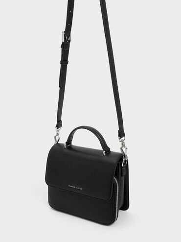 Octavia Front Flap Top Handle Bag, Noir, hi-res
