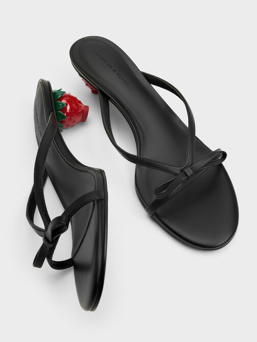 حذاء ميول سونالي بفيونكة وكعب "فراولة", أسود, hi-res