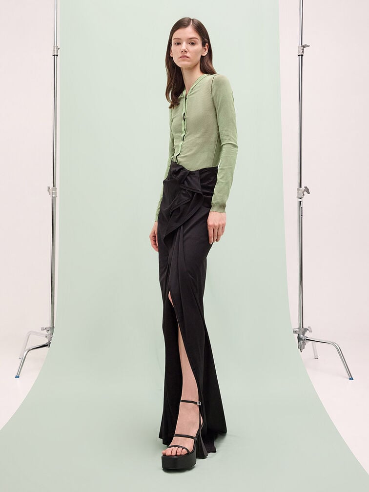 صندل بكعب بلاتفورم منحوت وأشرطة, أسود, hi-res