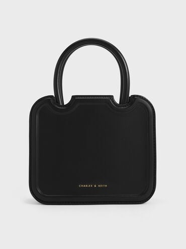 Perline Sculptural Top Handle Bag, Black, hi-res