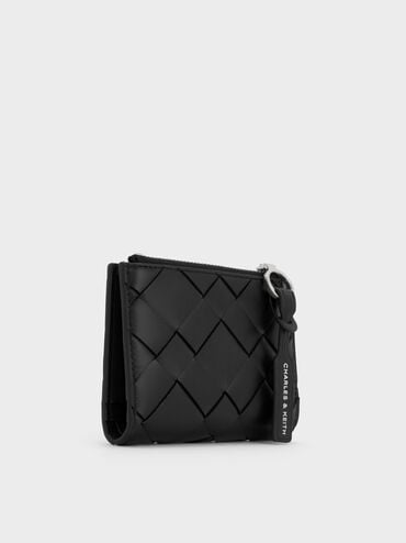 Ivette Woven Top-Zip Small Wallet, Noir, hi-res