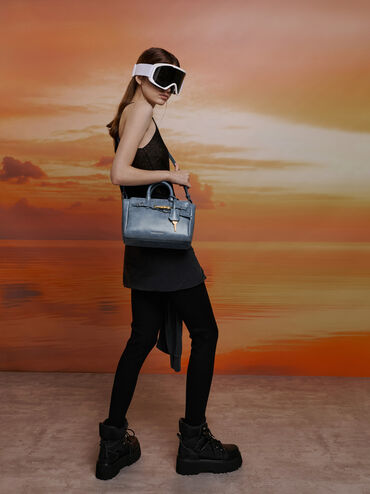 Mini Delfina Belted Tote Bag, V3, hi-res