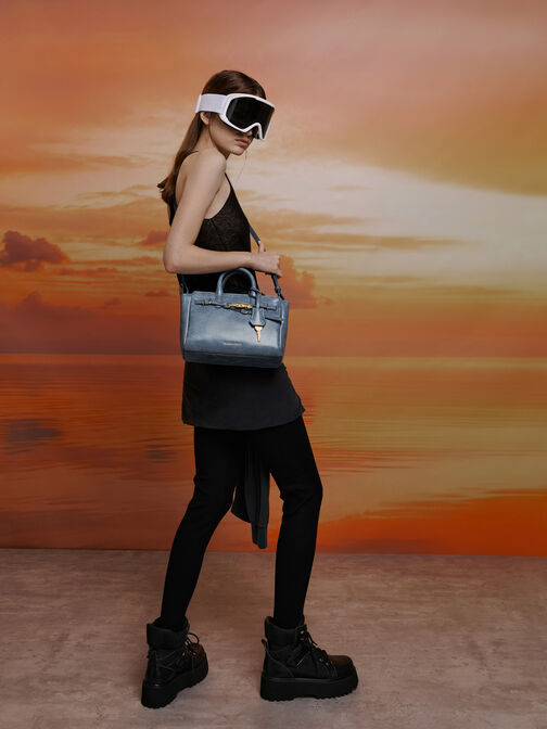 Mini Delfina Belted Tote Bag, V3, hi-res