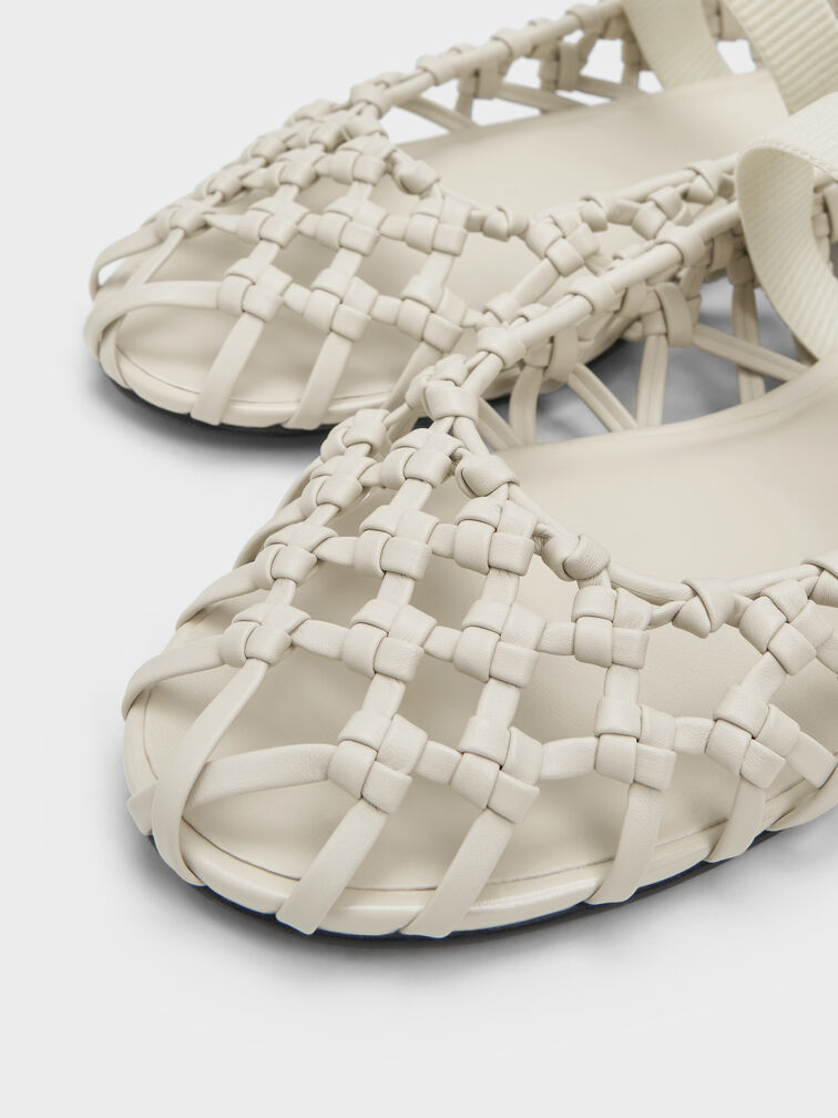 أحذية ماري جين المسطحة المنسوجة, أبيض طباشيري, hi-res