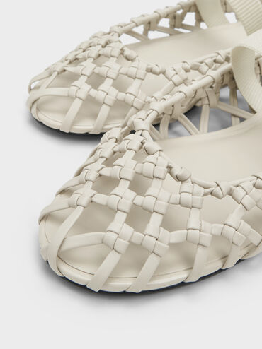 أحذية ماري جين المسطحة المنسوجة, أبيض طباشيري, hi-res