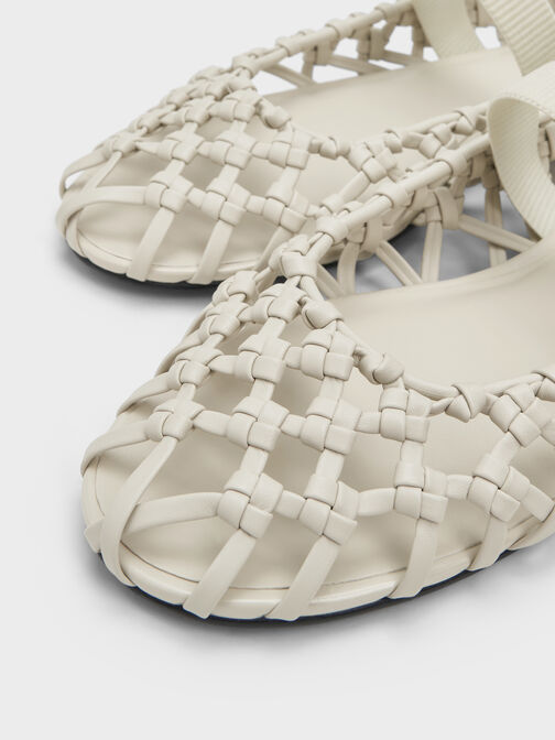 أحذية ماري جين المسطحة المنسوجة, أبيض طباشيري, hi-res