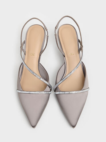 Gem Slingback Kitten Heels, Pewter, hi-res