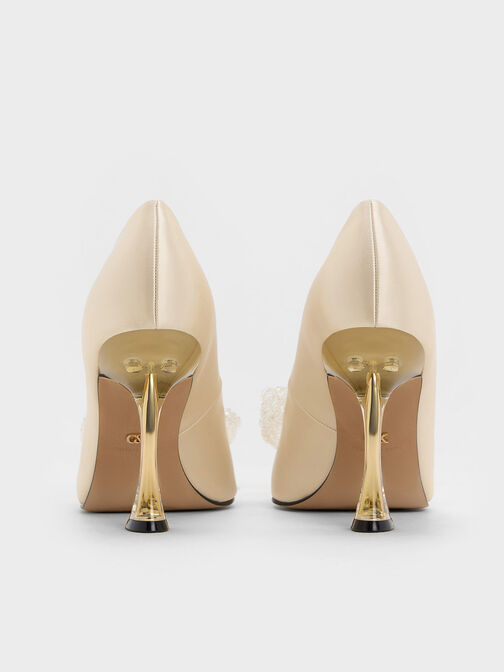 Beaded Bow Pumps, Champagne, hi-res