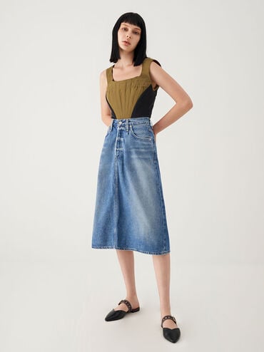 حذاء ميول فلات بحزام بفتحات, أسود, hi-res