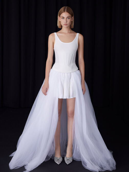 Beaded Bow Pumps, Silver, hi-res