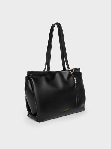 XL Zephyr Tassel Tote Bag, Black, hi-res