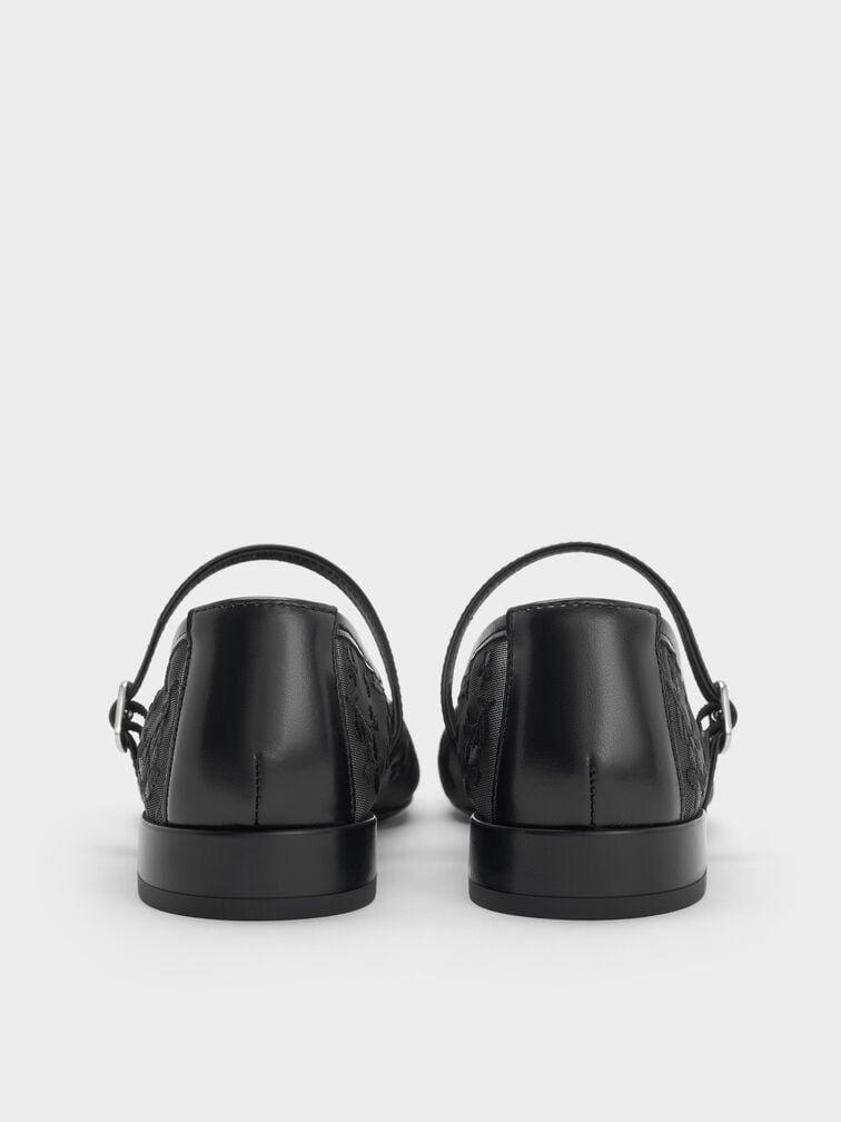 Gertrude Mesh Embroidered Floral Mary Janes, Black2, hi-res