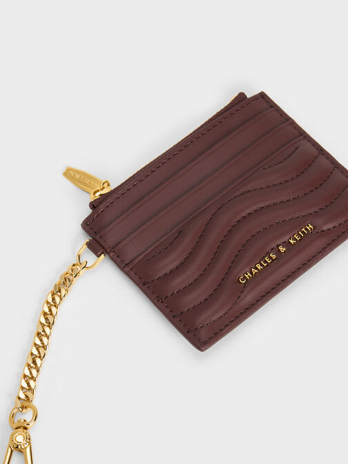 محفظة أوبريل بسحاب مع درزات زخرفية, شوكولاتي داكن, hi-res