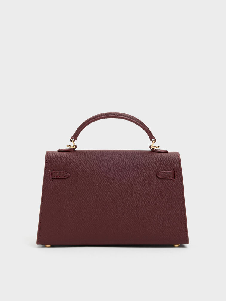 Tricha Knotted-Belt Top Handle Bag, Wineberry Red, hi-res