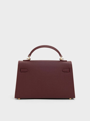 Tricha Knotted-Belt Top Handle Bag, Wineberry Red, hi-res
