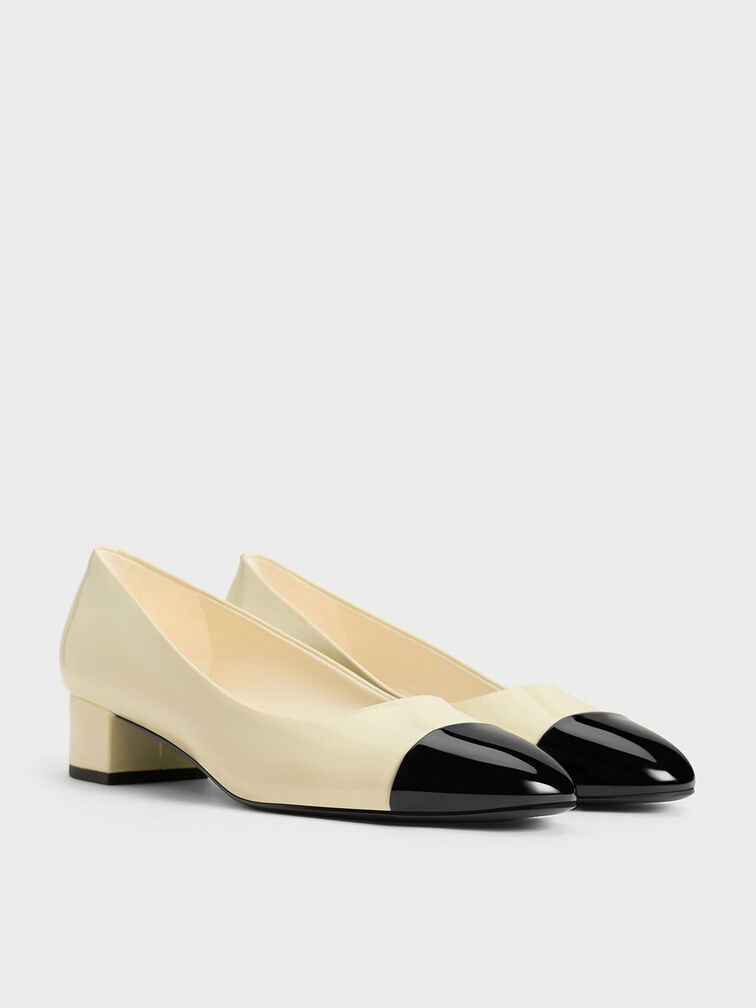 Kleo Patent Contrast Cap-Toe Pumps, Chalk, hi-res