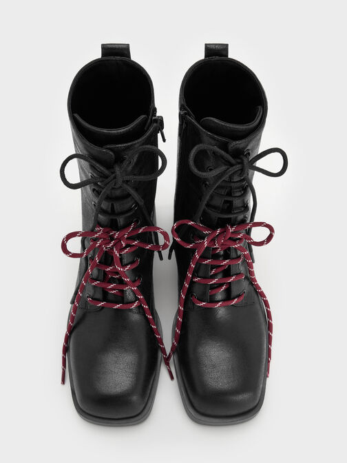 بوت لوغان برباط مزدوج منتصف الساق ستايل كومبات, أسود خشن, hi-res