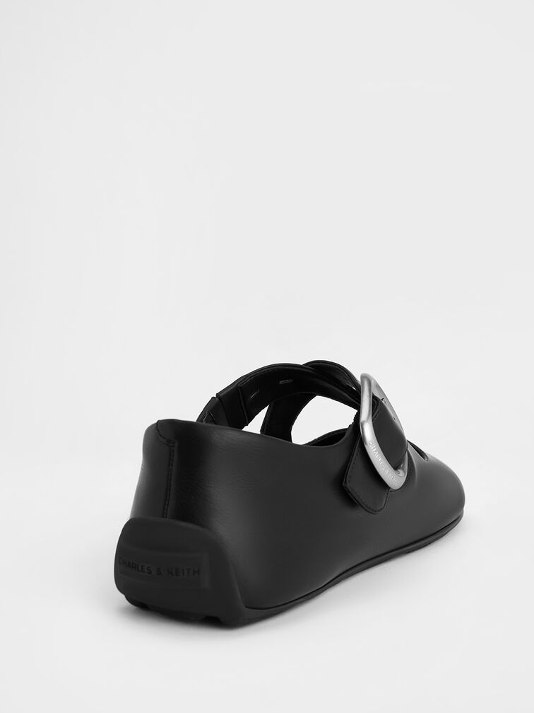 حذاء ماري جاين بأحزمة متداخلة, أسود, hi-res