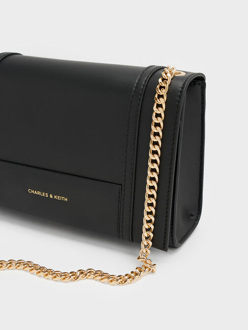 Shalia Chain-Strap Shoulder Bag, Black, hi-res