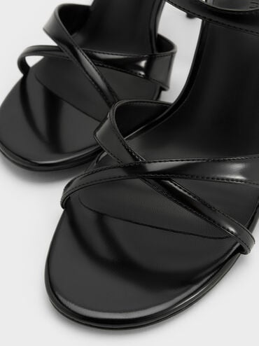 Crossover Stiletto Sandals, Black Boxed, hi-res