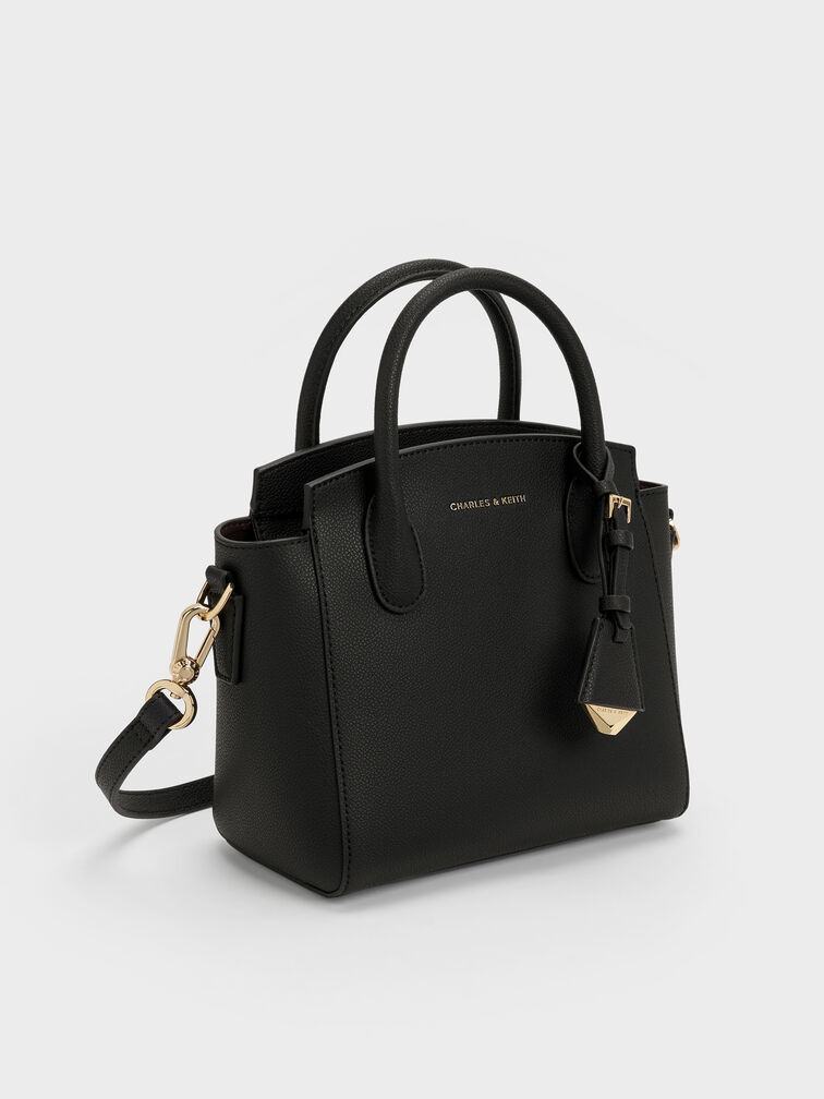 Harper Structured Top Handle Bag, Black, hi-res
